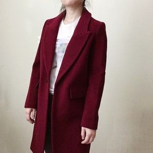 Women's Wool-Blend Burgundy BEAUTIFUL coat. Worn once.